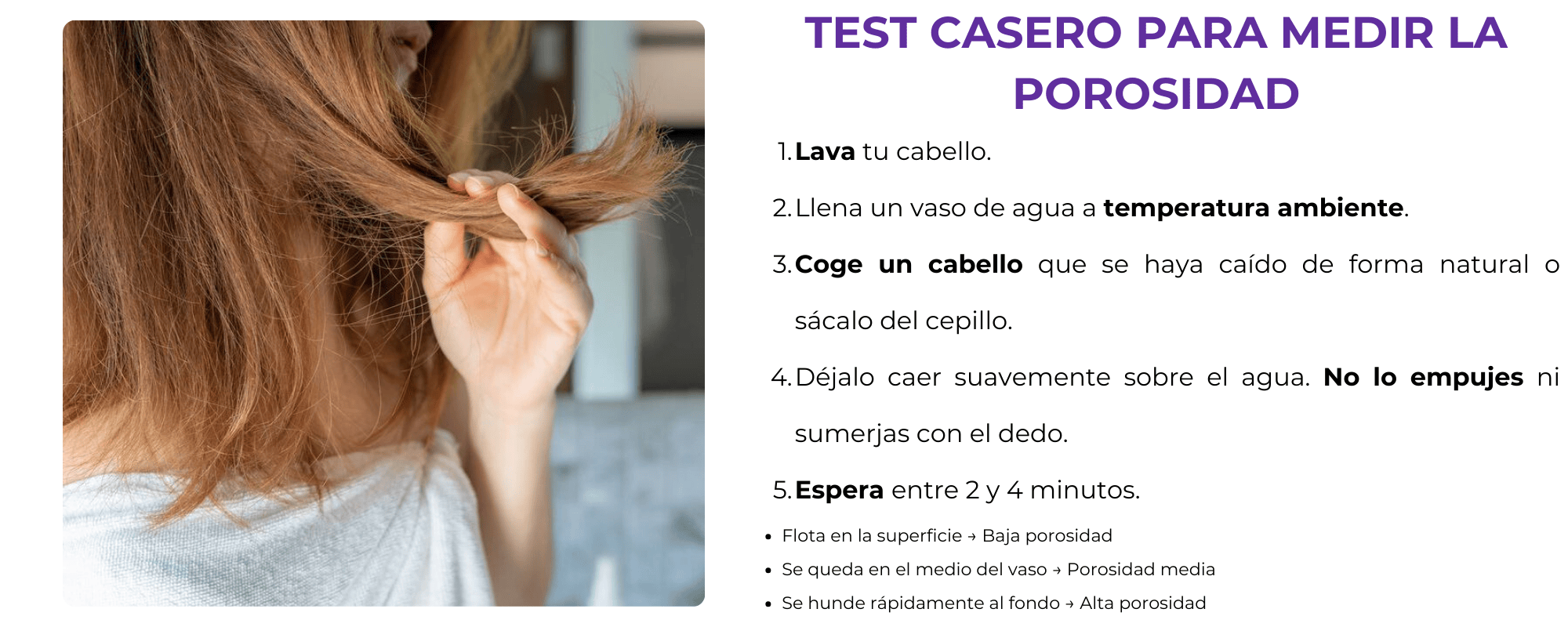 Test casero de porosidad del cabello paso a paso